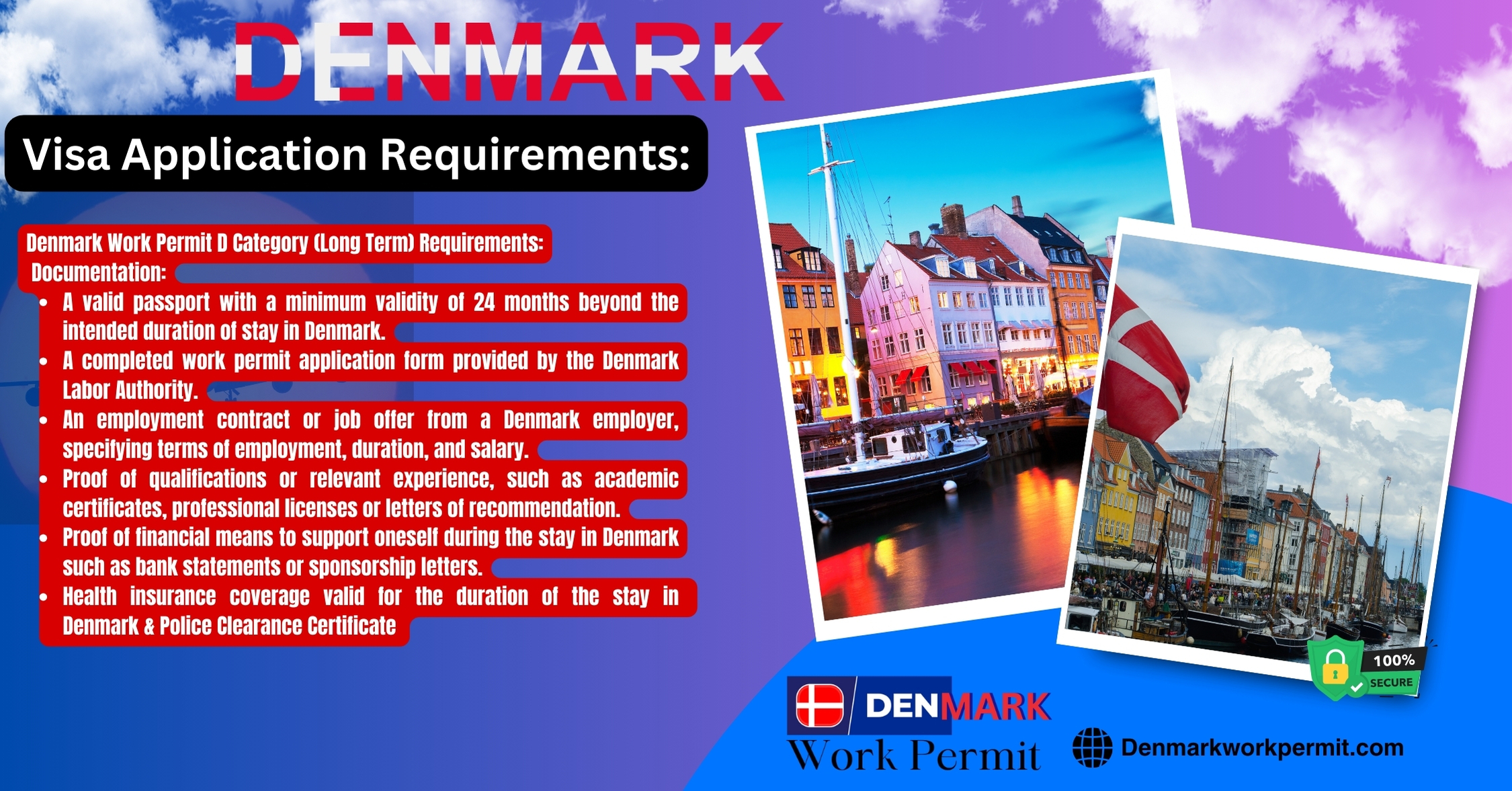 Denmark Work Permit Visa and Business Resident Visa Requirements for South Sudanese Citizens
